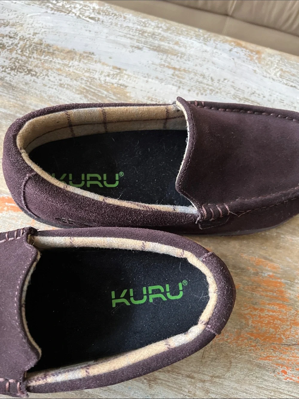 KURU Loft Brown Suede Men's Moccasin Slip-on Shoes Size 10